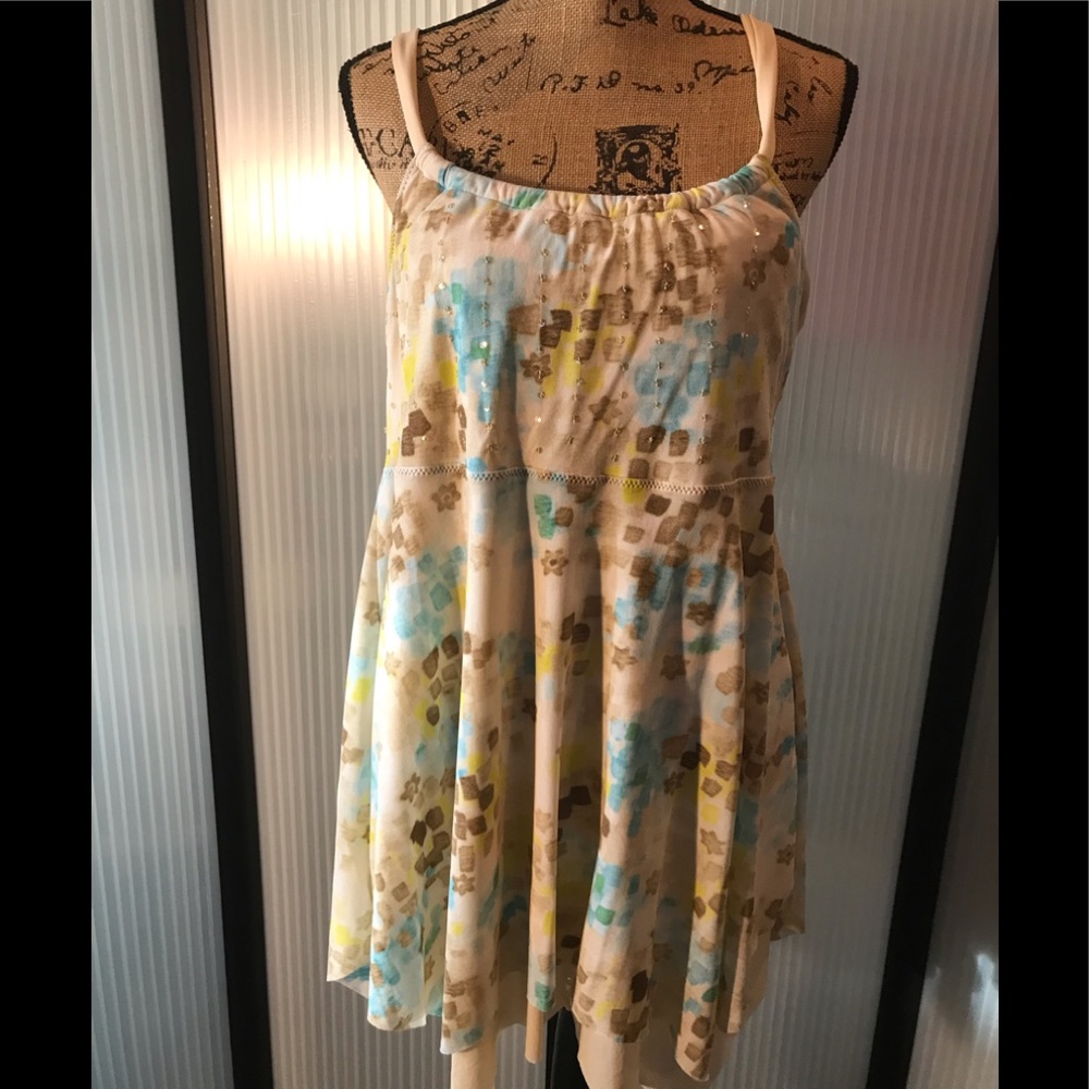 Summertime halter with shelf bra. Multi layered.